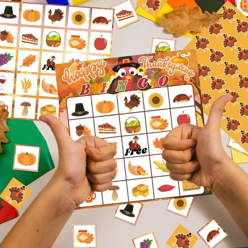 N1HB Festival Thanksgiving Bingo Card Toy Party Game Educational Classroom Activity