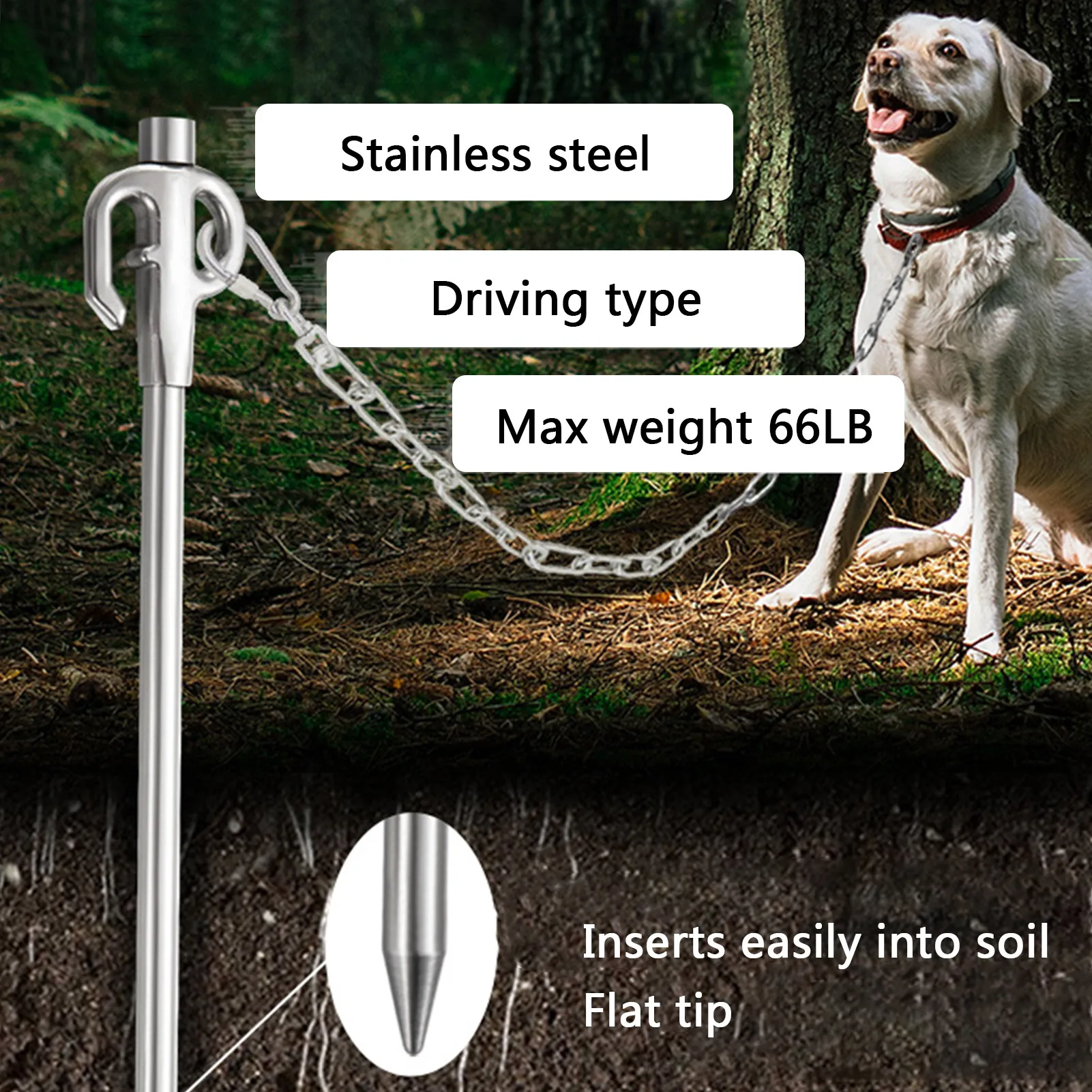 Dog Tie Out Stake Dog Anchor Dog Tie Out Stake Heavy-Duty Rust Resistant  Stainless Steel Ground Anchor Dog Stake For Yard And - AliExpress