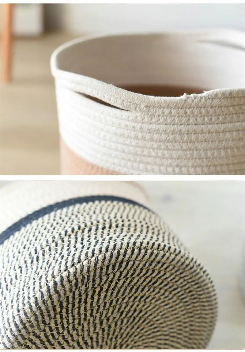 Cotton Flax Woven Storage Basket