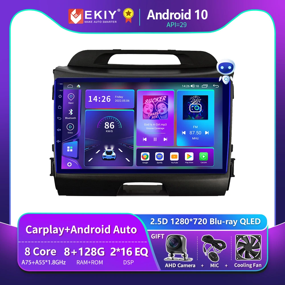 

EKIY T900 8G 128G For KIA Sportage 3 SL 2010 - 2016 Car Radio Multimedia Blu-ray QLED Player Navi GPS Android Auto No 2 Din DVD