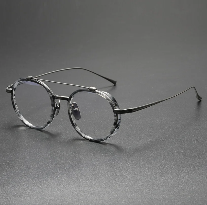 Prescription Reading Eyeglasses Round Frame Pure Titanium Men Retro
