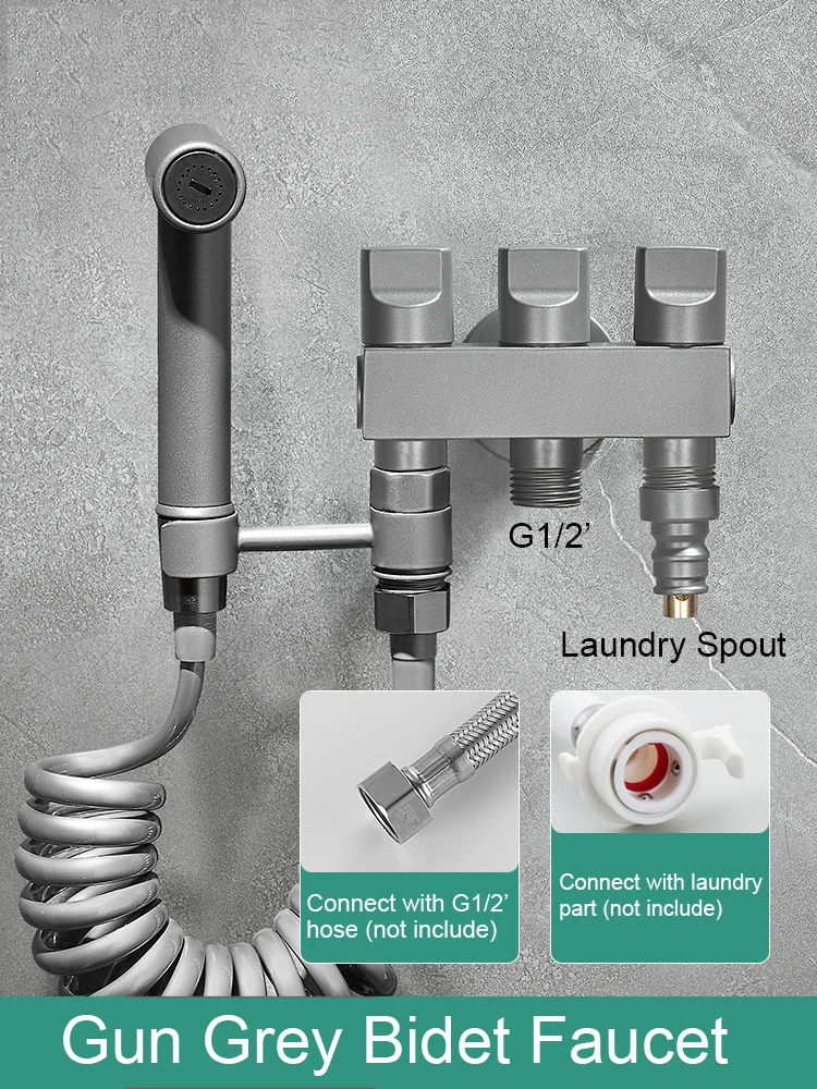 Handheld Bidé Torneira de Latão de Parede Sanita Bidé Pulverizador Conjunto g1 Válvula de Ângulo de Enchimento do Banheiro Uma em Três-tomada
