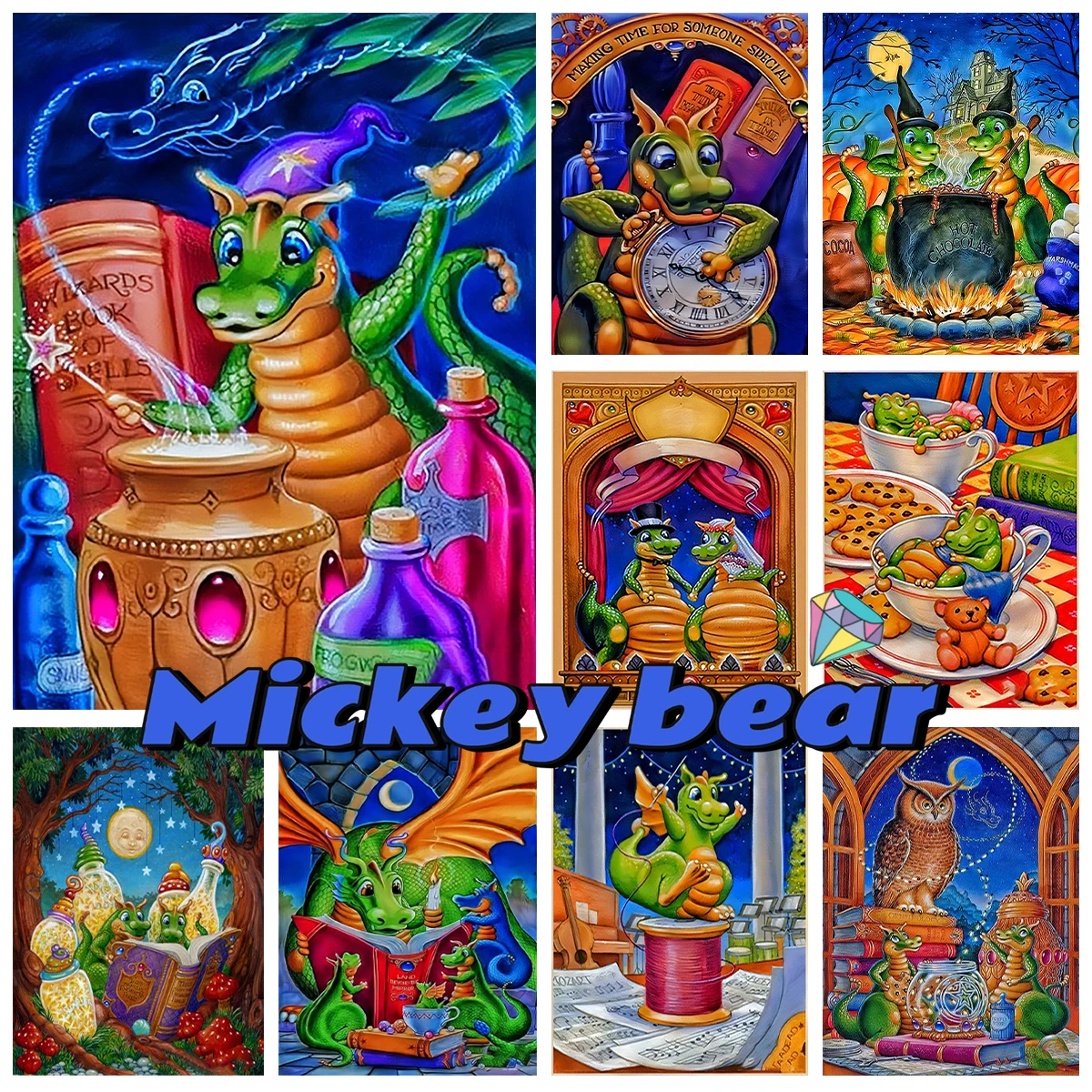 

5D DIY Diamond Painting The Literate Dragon By Randal Spangler Square/Round Cross Stitch Kits Art Embroidery Craft Home Decor