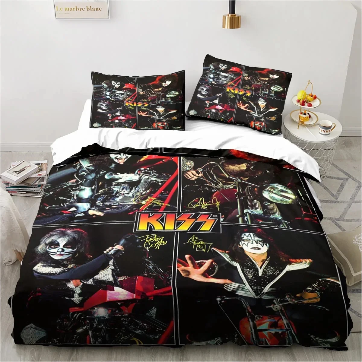 

Rock Band KISS Band Bedding Set for Bedroom Bedspreads for Bed Linen Comefortable Duvet Cover Quilt and Pillowcase