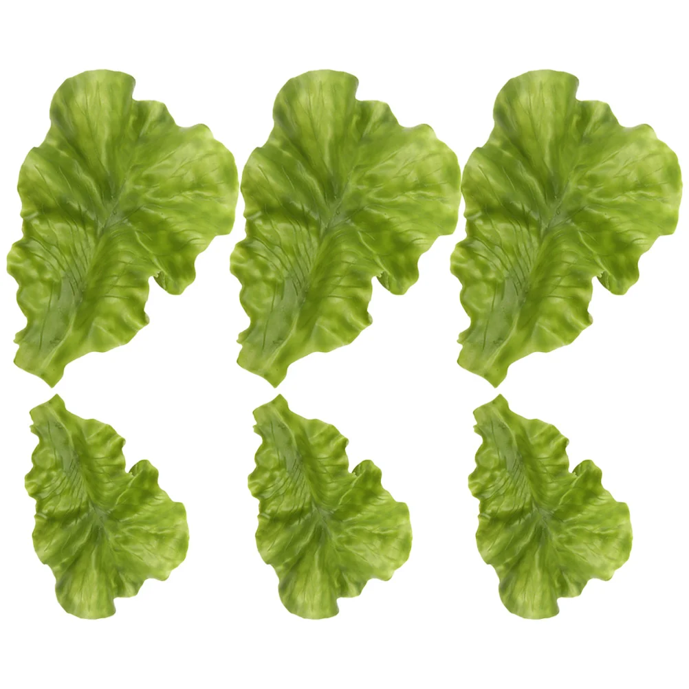 6pcs Faux Lettuce Leaf Fake Vegetable Model Kitchen Artificial Food Plastic Fake Lettuce Leaves