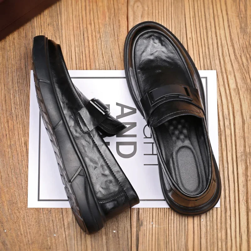 New Shoes for Men Genuine Leather Casual Shoes Spring Flat Shoes Street Fashion Comfortable Slip-on Loafers 5