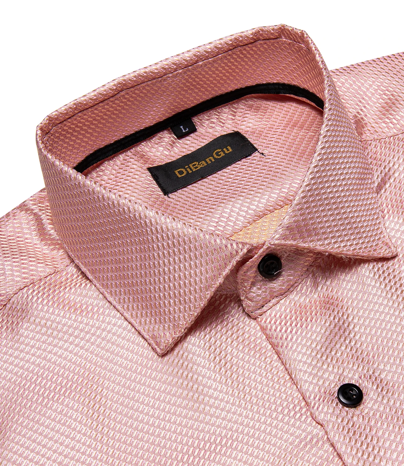 Men Pink Solid Silk Long Sleeve Dress Shirt