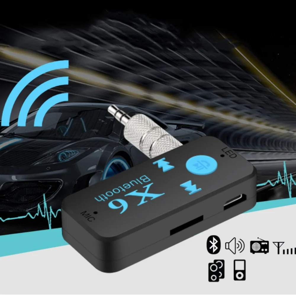 MIC X6 Bluetooth Receiver Mp3 Player 3.5mm Aux Jack USB Wireless Audio Adapter Support TF Card Wireless Music Receiver Car Kit bluetooth audio adapter bluetooth mp3 receiver bluetooth music player car audio converter