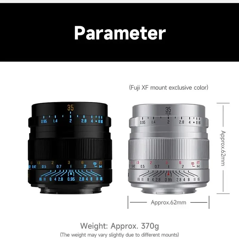 브라이트인 스타 35mm F0.95 MF APS-C 대구경 렌즈 후지필름 XF 니콘Z 마운트 카메라용 루미너스 버전 카메라 렌즈