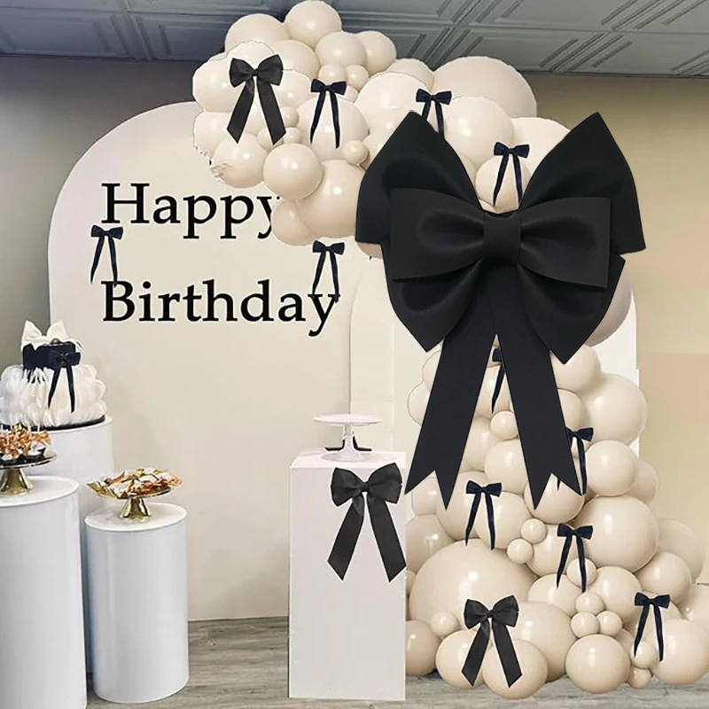 30/50/75 cm große schwarze Schleife, Kokette, schwarze Schleife für Geburtstagsfeier, Hintergrund, Babyparty, Valentinstag, Brautparty-Dekoration