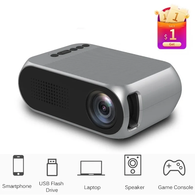 YG320 Mini Projetor, YG300, Atualização, LED, Áudio, Compatível com HDMI, Home Cinema, Media Player, Video Beamer, Novo