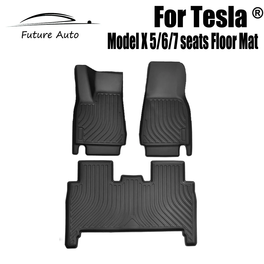 Car Floor Mat For Tesla Model X 5/6/7 Seats Tpe Rubber Waterproof Non