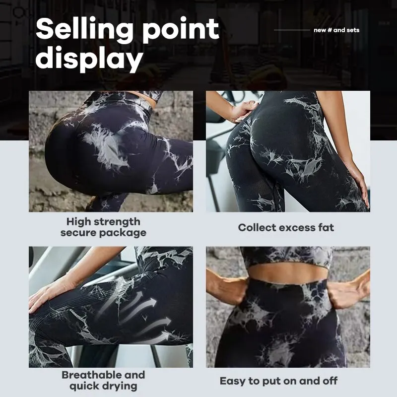 Women's High Waist Yoga Pants Tie-dye Seamless Hip Lift Leggings High Stretch Breathable Running Sports Fitness Pants