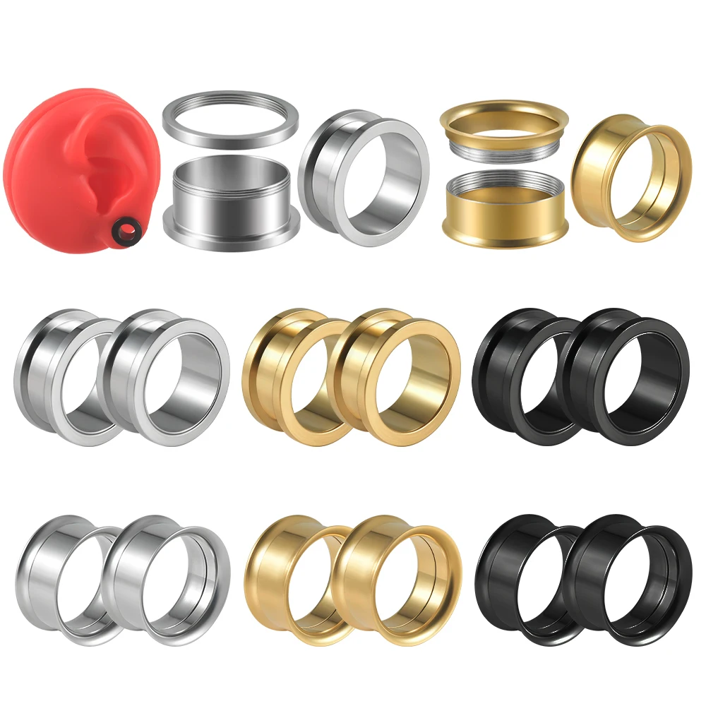 

1 PAIR Surgical Steel Ear Tunnels Plugs Piercing Ear Gauges Stretchers Expander Body Piercing Jewelry 1.6mm-25mm
