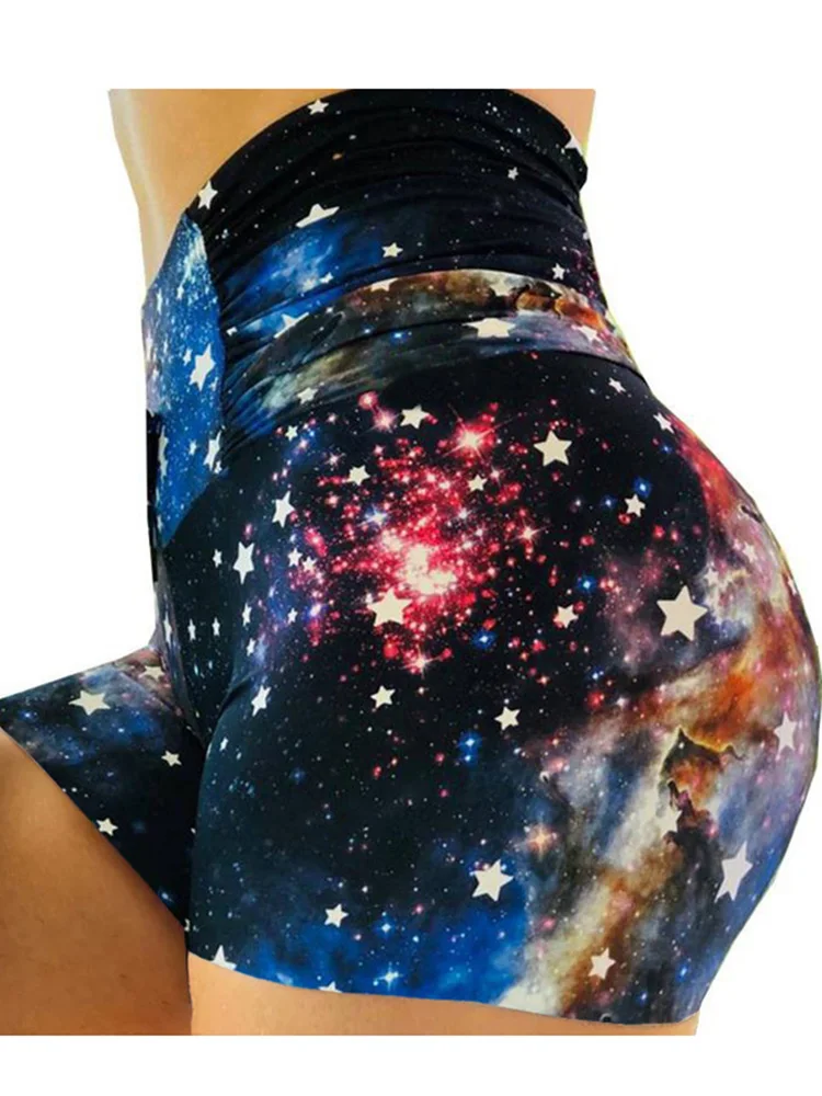 New Colorful Printed Sports Shorts for Women Jogging Push Up Gym Fitness High Waist Spandex Running Yoga Clothing Sexy Female