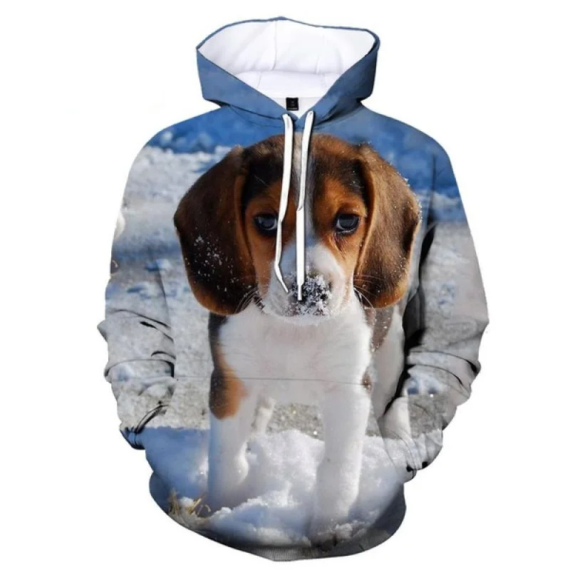 thumbnail image 1 of Sudadera con capucha con estampado 3D de perro y beagle para hombre, divertida sudadera informal de manga larga, sudadera con capucha fresca para otoño y primavera, 1 of 5