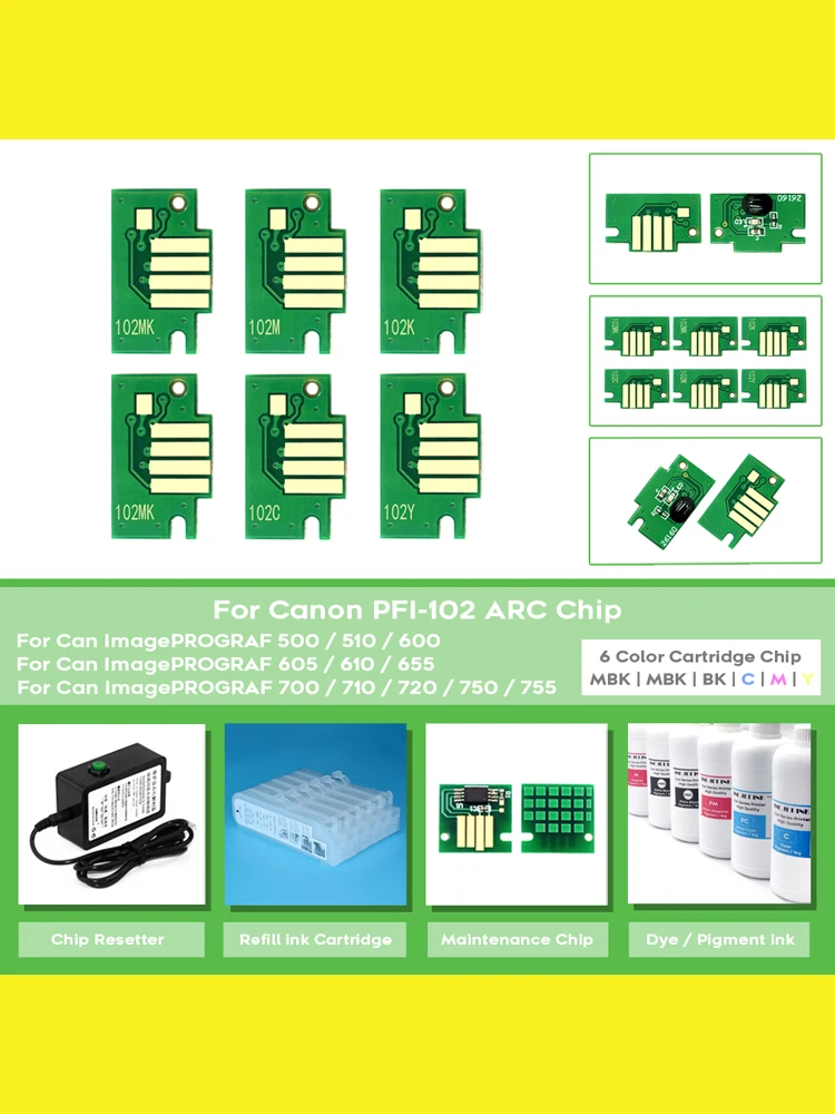 PFI-102 Chips permanentes para impressora Canon, PFI102,