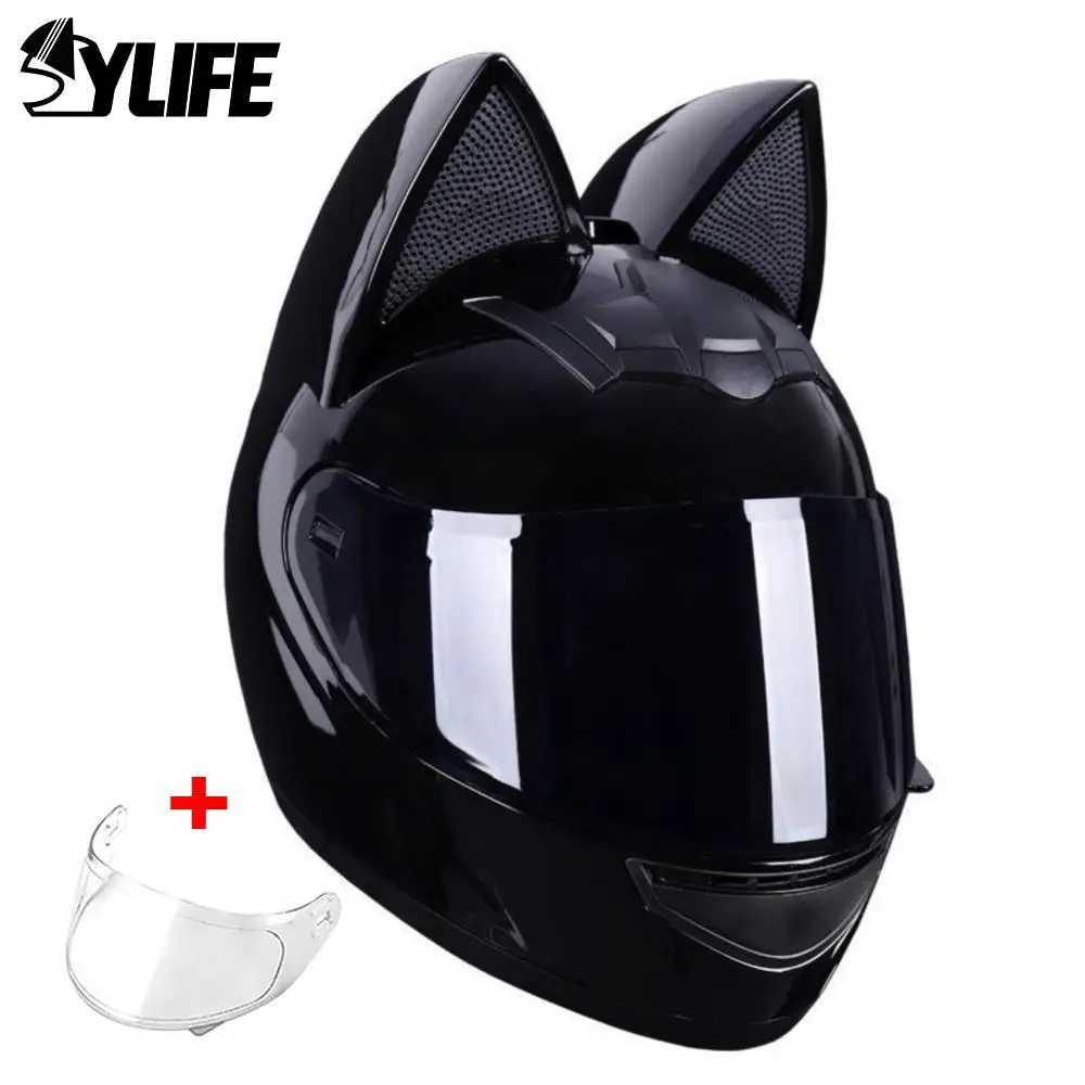 

Motorcycle Helmet Cat Ear Gift For Girlfriend Women Motocross Moto Helmet Cycling Helmet DOT Certification Full Face Capacete