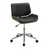 Office Furniture Set Desk Chair Bookcase Cappuccino Finish Wood Faux Leather Contemporary Design Storage Drawer Keyboard Drawer 4