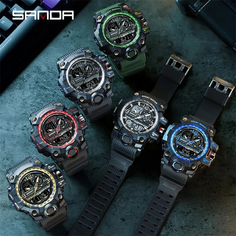 SANDA 3133 2022 G Style New Men's Watches 50M Waterproof Shock Sports Military Quartz Watch For Male Digital Wristwatch Clock 4