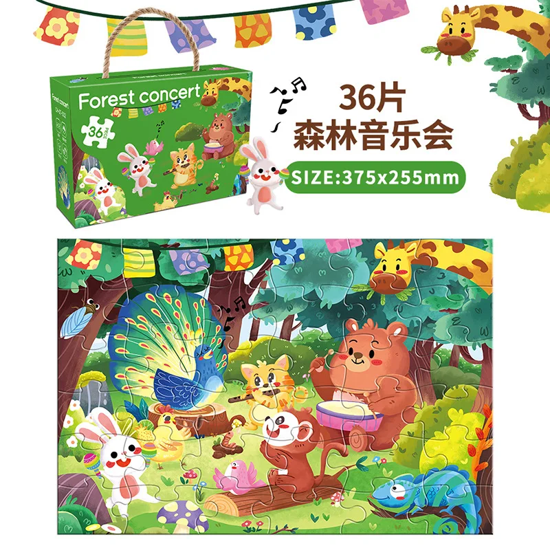36 Pieces Jigsaw Puzzle Assembling Picture Cartoon Animals Decompression Toy for Adult Children Kids Educational Gifts P477 4