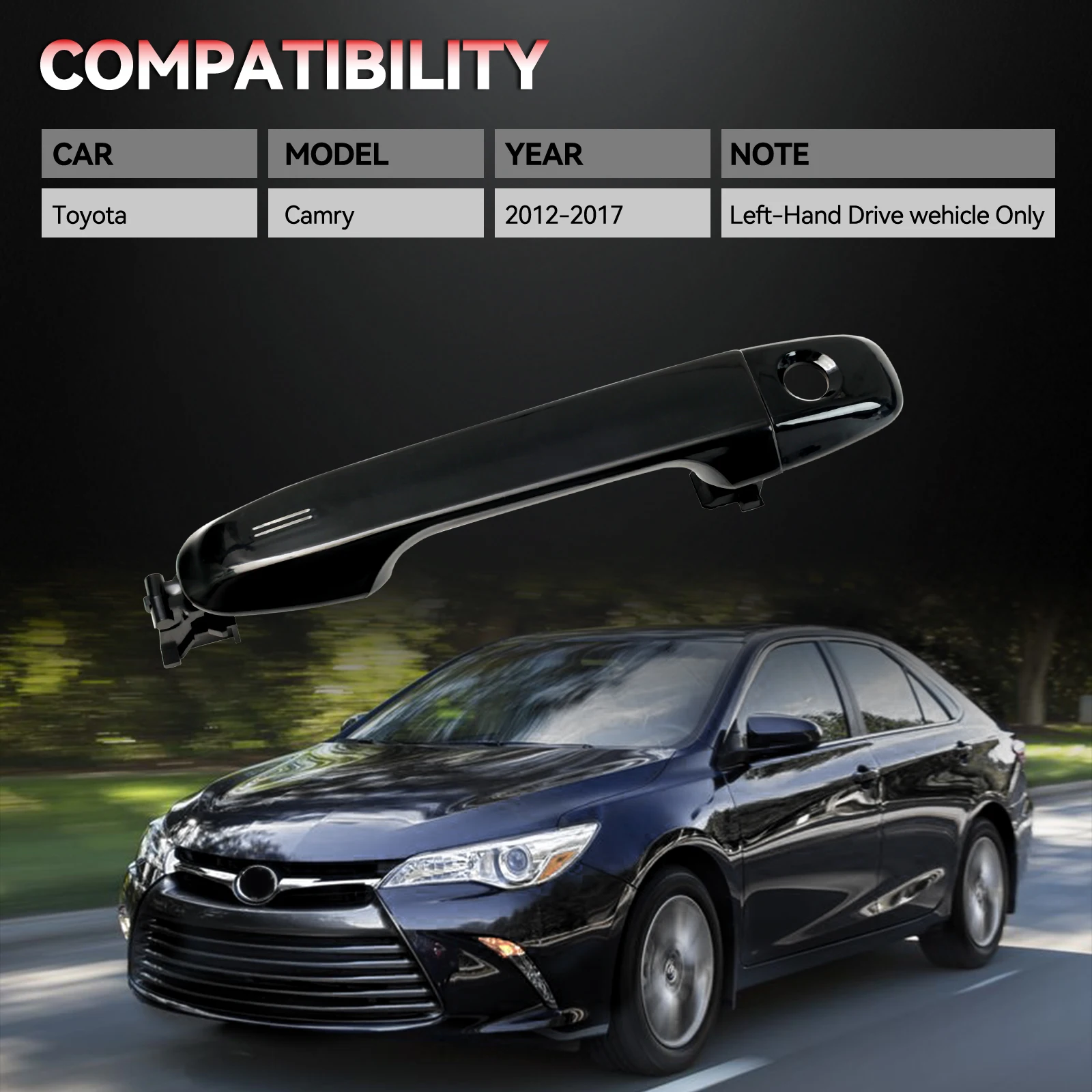 Toyota Camry 용 자동차 앞 좌측 운전자 측 외부 도어 핸들 2012 2013 2014 2015 2016 2017 대체 6921106090 6921706370C0