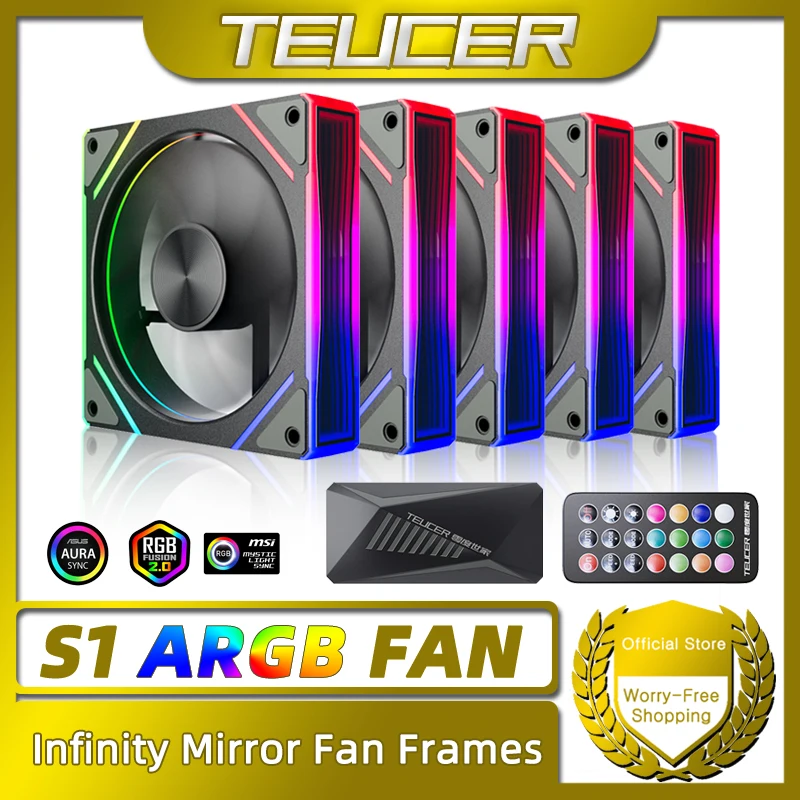 

TEUCER Prism S1 RGB Fan PC 120mm Computer Case Fan Kit Water Cooler 4pin PWM CPU Cooling Fans 3pin 5v ARGB 12cm Ventilador