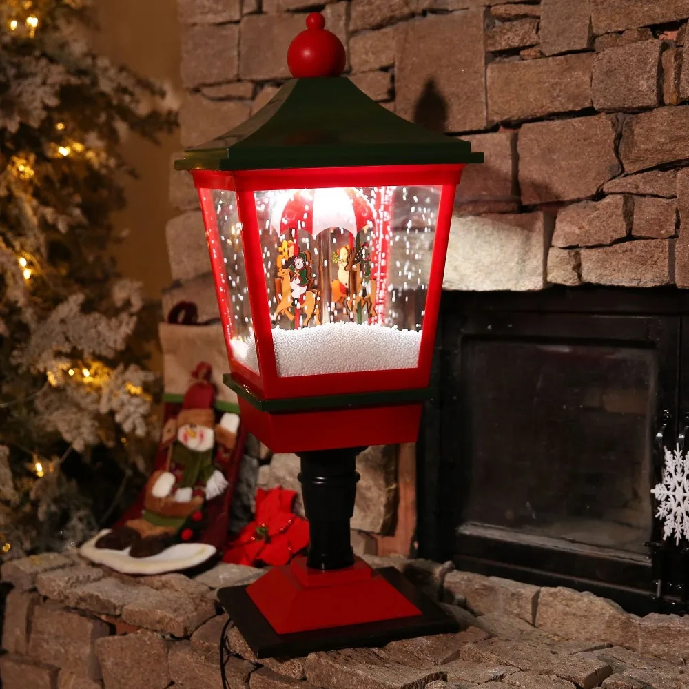 

Christmas Snowy Western Style Table Lamp Decoration Crafts Elderly Snowman Carousel Snowy Scene Decoration Lights
