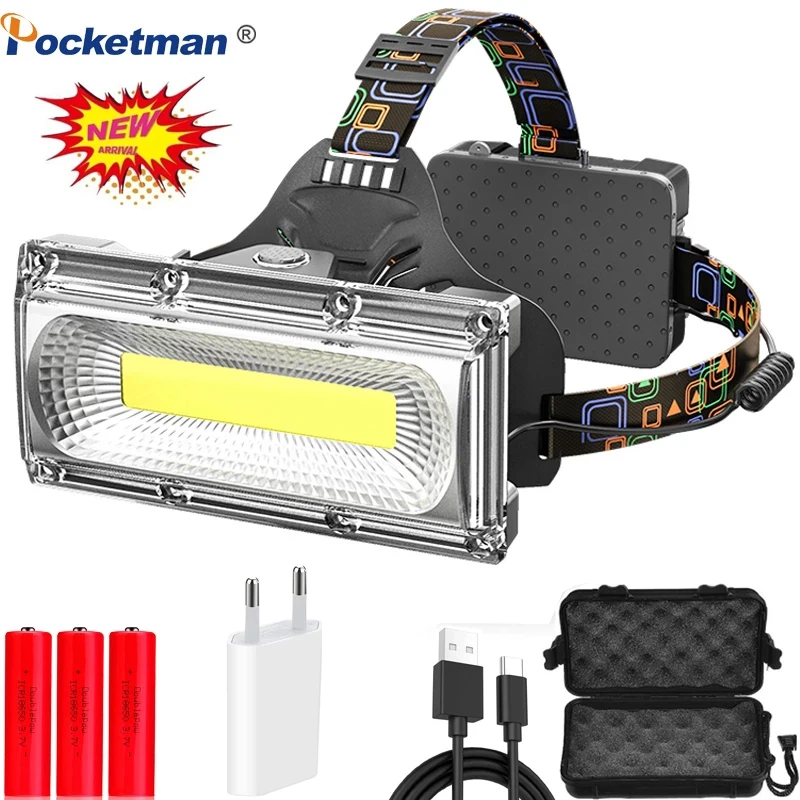 

Super bright Headlamp Rechargeable COB Strong light Head-Mounted Flashlight Camping LED long-range Home miner led Head lamp