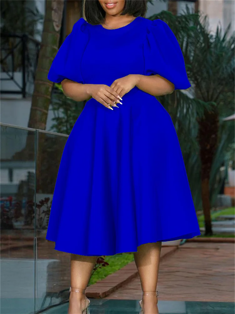 Wmstar Party Dresses for Women Sexy Puff Sleeve Solid Maxi Dress Big Hem Club Outfits New In Summer Wholesale Dropshipping S-3XL