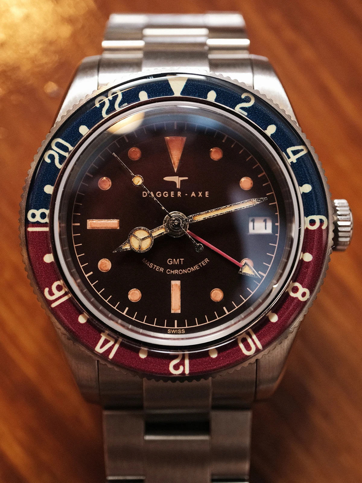 Antique Style GMT Dual Time Vintage Mechanical Watch Pepsi Circle