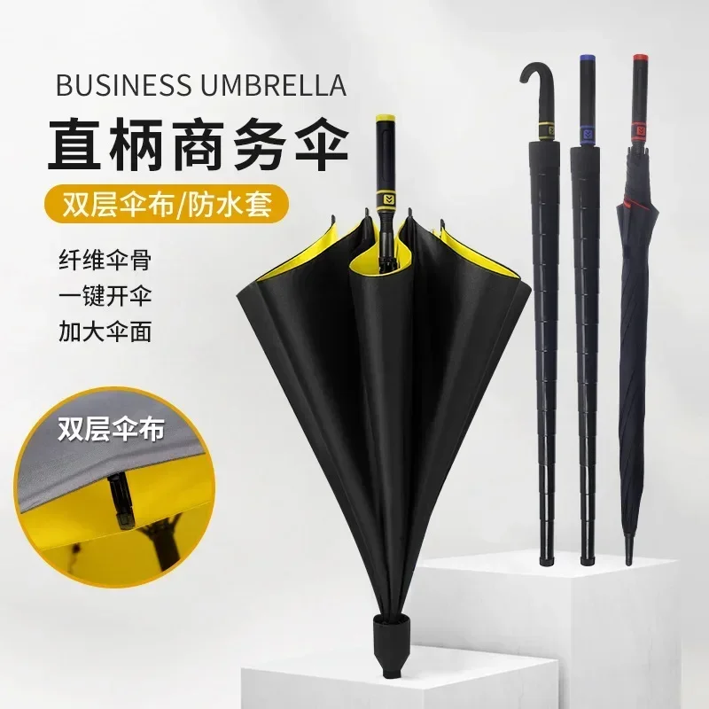 Umbrella long handle 125cm golf umbrella large sturdy storm resistant 3-5 person golf straight pole long handle umbrella
