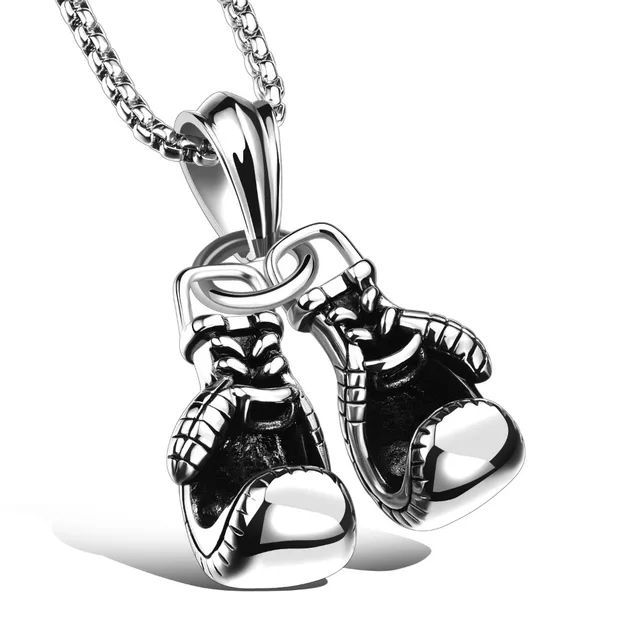 Sport Fitness Jewelry Double Boxing Glove Pendant Necklace Chic Men Hiphop Chain Necklace Cool Male Jewellery 4
