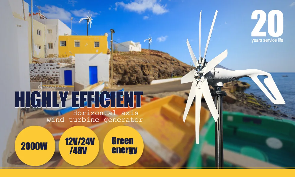 Description Picture 2 of item2000W Small Horizontal Axis Wind Turbine Generator Alternator Real Efficiency 2kw 12v 24v 48v Free Energy Windmill For Homeuse