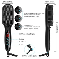 Lisseur de cheveux anti-brûlure pour femme, peigne chaud, brosse à cheveux chauffante en céramique, écran LCD, tension touristique, silencieux 4