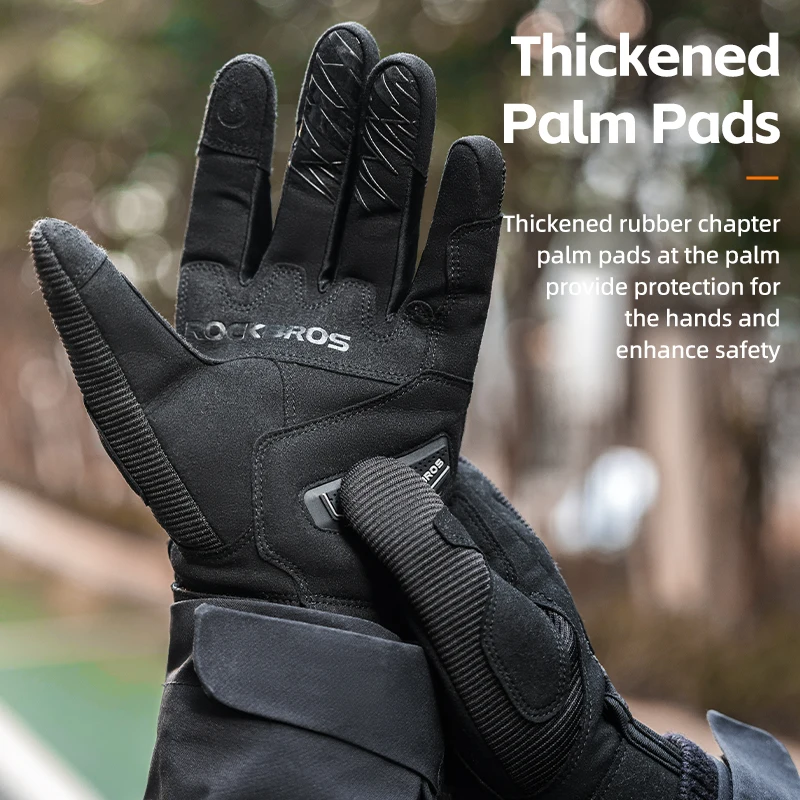 Full Finger Cycling Gloves Anti-slip Touch Screen Gloves Windproof Protective Mittens Men Motorcycle MTB Bicycle ROCKBROS
