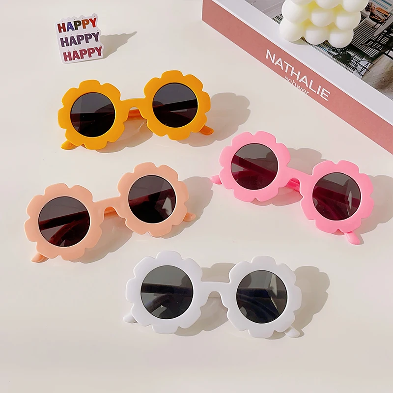 New Kids Cute Solid Color Flower UV400 Sunglasses Baby Children Outdoor Sun Protection Sunglasses Boys Girls