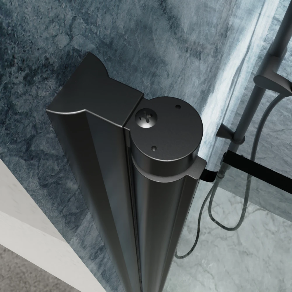 34 to 35-3/8 in. W x 72 in. H Bi-Fold Semi-Frameless Shower Doors in Matte Black with Clear Glass 4