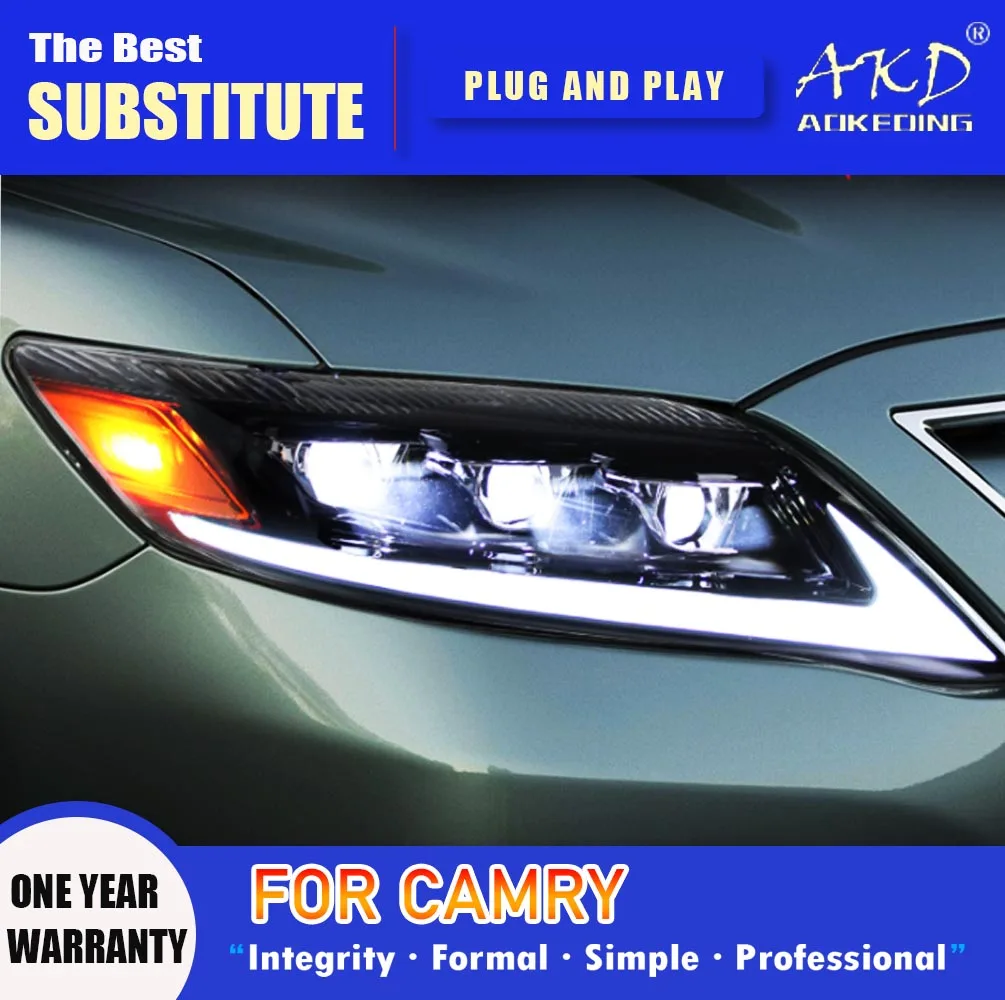 

Фары AKD для Toyota светодиодная фара дальнего света Camry 2009-2014, фары Camry V40 DRL, сигнал поворота, фары дальнего света, объектив проектора Angel Eye