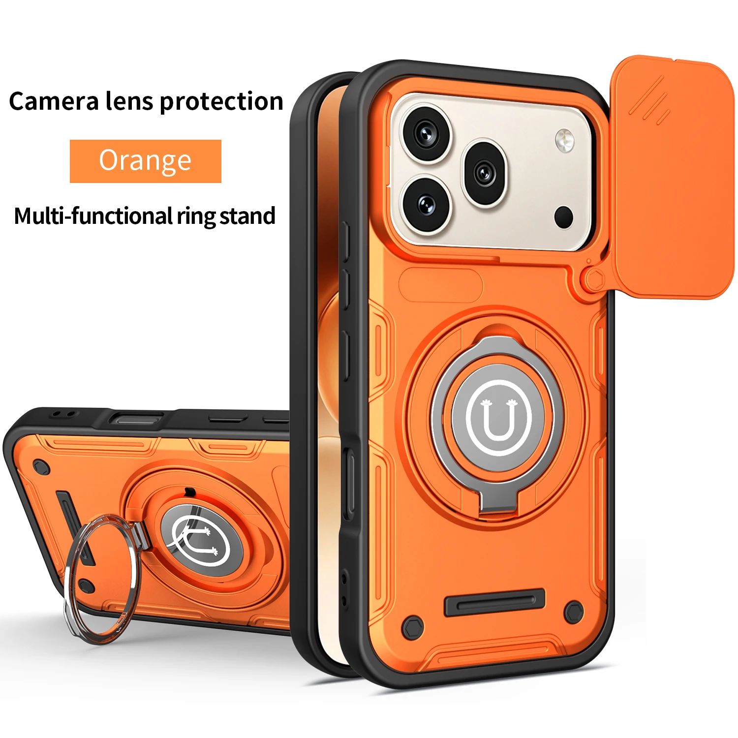 For Honor 600 Pro Shockproof Magnetic Armor Case with Ring Holder and Wireless Charging Compatibility