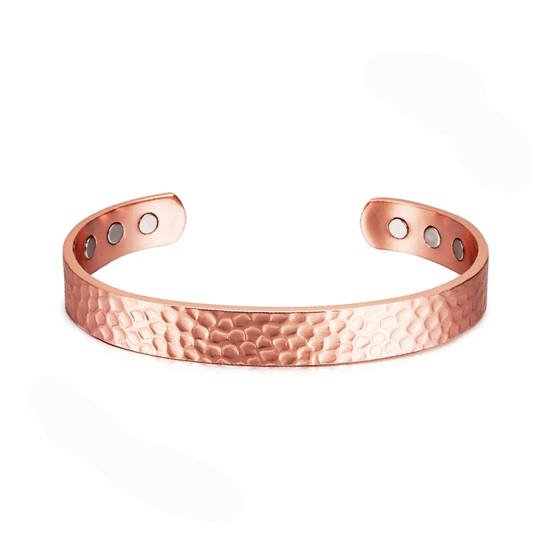 Bangle Bracelet Vintage 99.9% Pure Copper for Women Men Rose Color Cuff Charms Health Energy Gauss Magnets