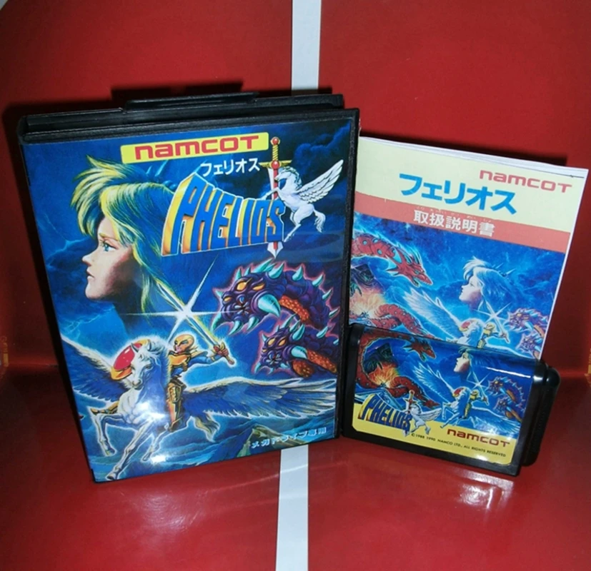 

Игровая карта Phelios со стандартным дизайном и руководством для 16-битной Sega Megadrive Genesis System