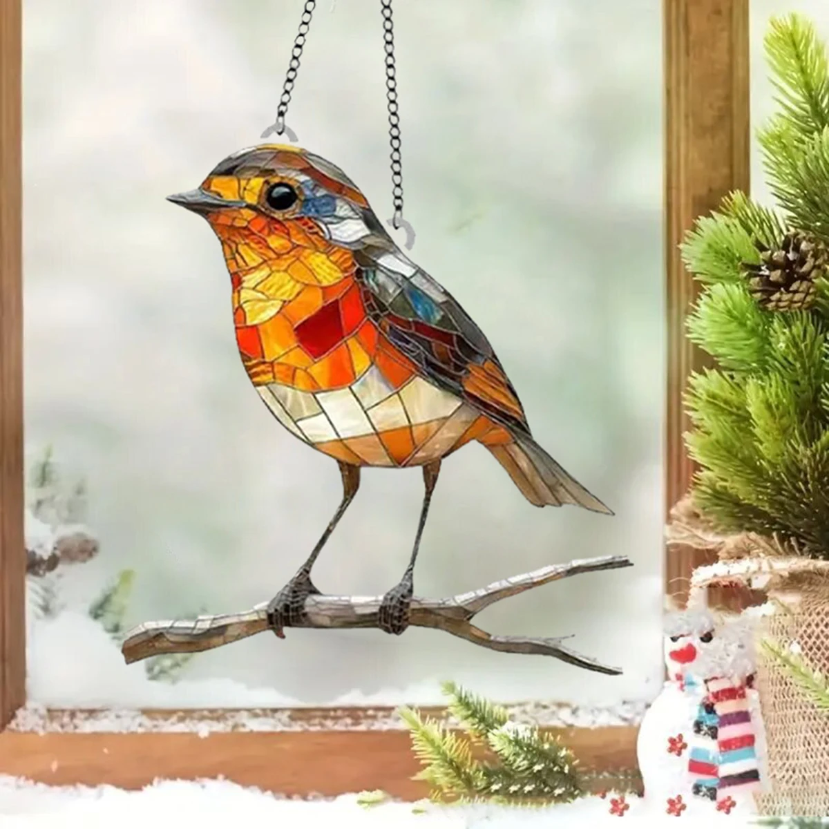 Clearance! Liulin Bird Stained Glass Window Hangings, Bird Suncatcher, Stained Glass Birds For