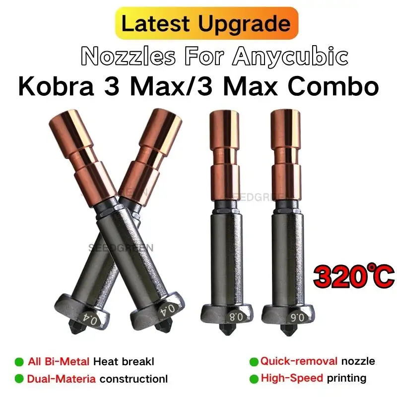 Newly Upgraded Nozzle For Anycubic Kobra 3 Max throat Kobra 3 Max Combo Nozzle 0.4mm 0.6mm 0.8mm Fast Heating image 1