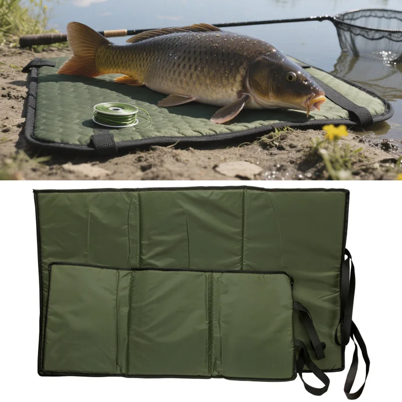 Tapis de décrochage 3 couches pliable pour carpe - Protection poisson 80x35cm/100x60cm - Pêche carpe