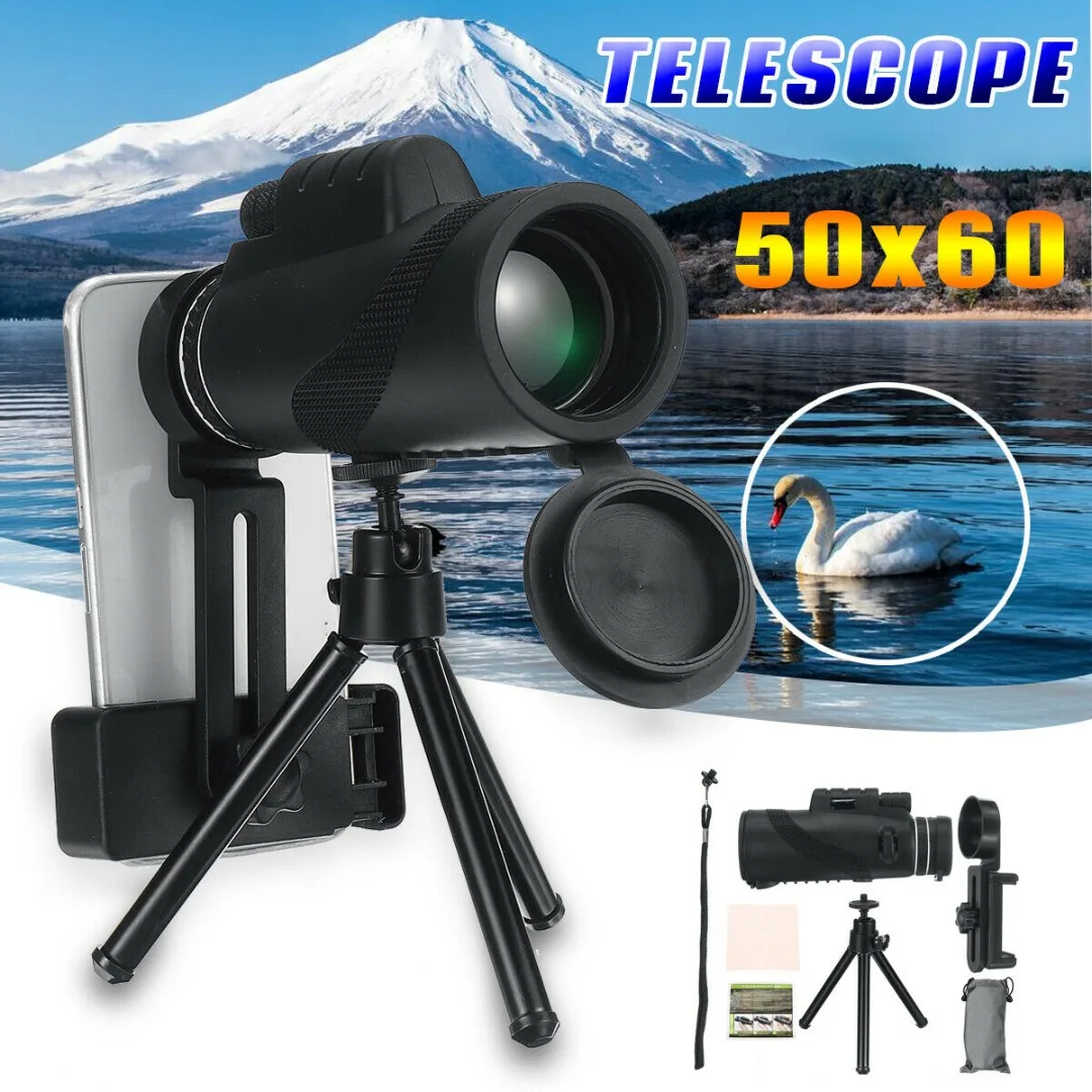 

50x60 Mini Mobile Phone Monocular Telescope Night Vision HD Lens+Tripod+Clip