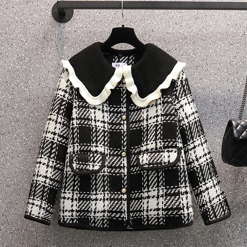 

Small Fragrance Casual Tops Fashion Woolen Plaid Short Jackets for Women 2023 Temperament Vintage Korean Coat Women's Clothes