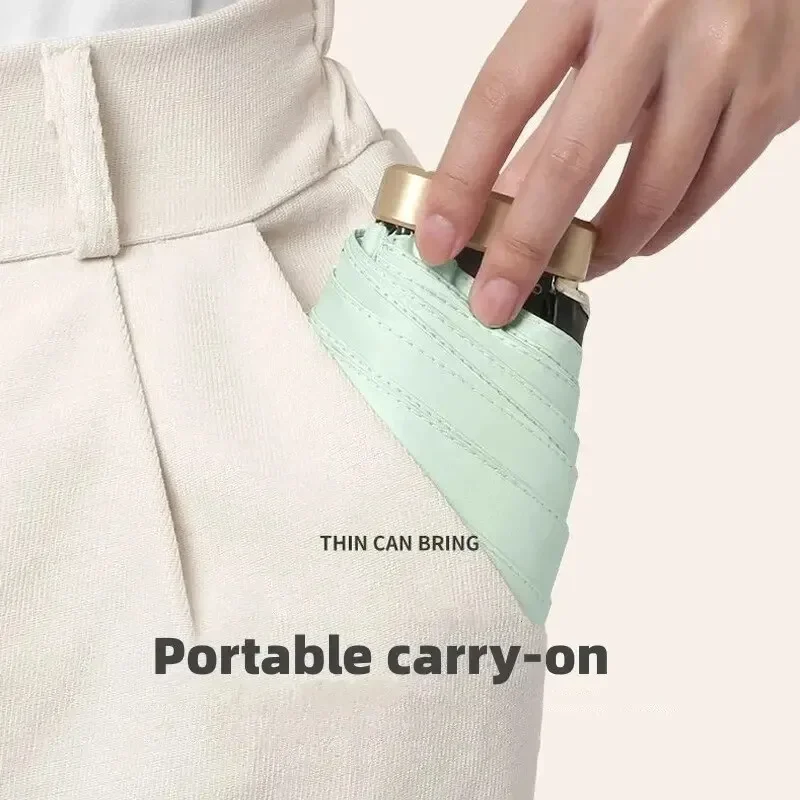Mini Sun Umbrella Pocket Rain Umbrella Vinyl Folding UV Ultraviolet Protection Sun Shade Pocket Parasol CapsuleMini