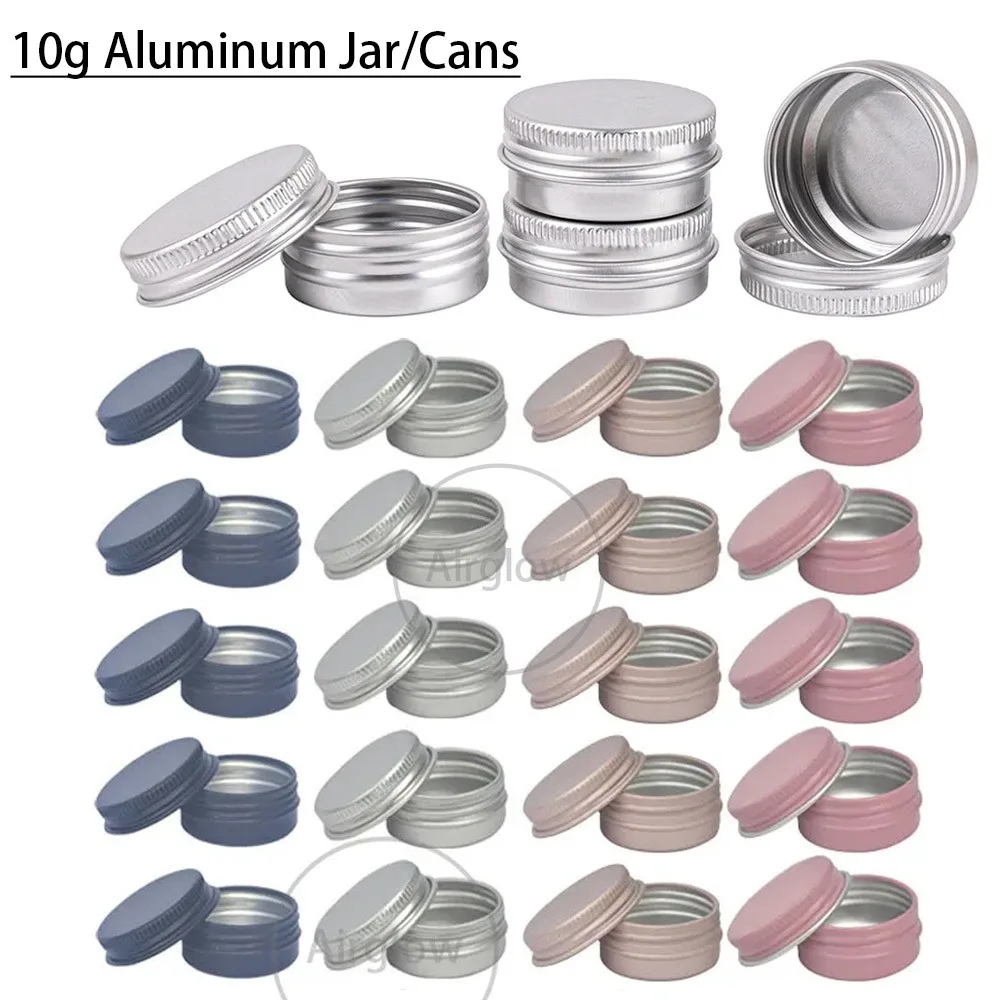 Aluminum Tins Cans 5/10/15pcs 10g Aluminum Tin Jar for Cream Balm Nail Candle Cosmetic Container Refillable Bottles Tea Cans Metal Box Candle Jars