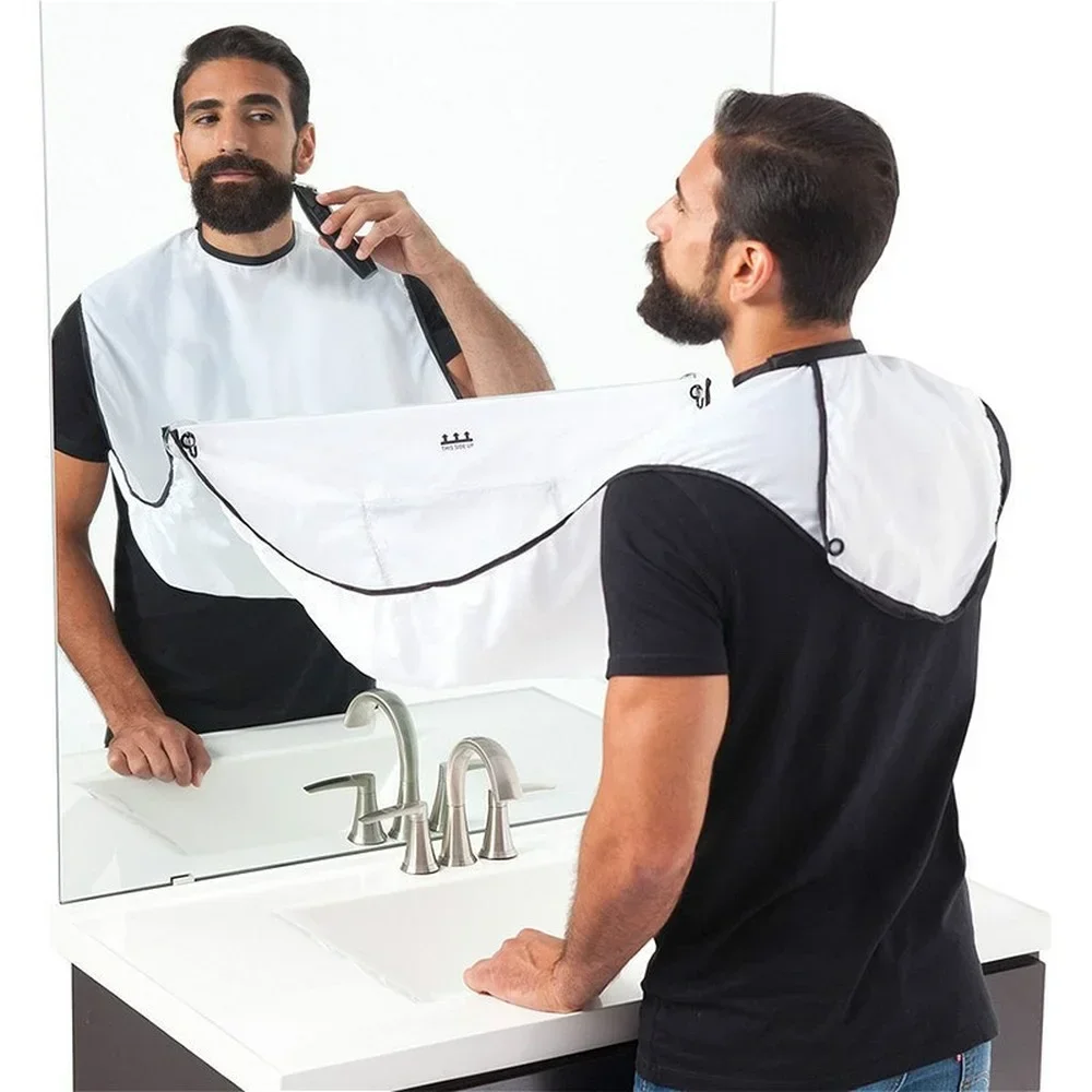 1pc Men Beards Shaving Aprons Creative Wall Mirror Suction Haircut Wrap Cape Home Salon Moustache Beard Shaving Apron 4
